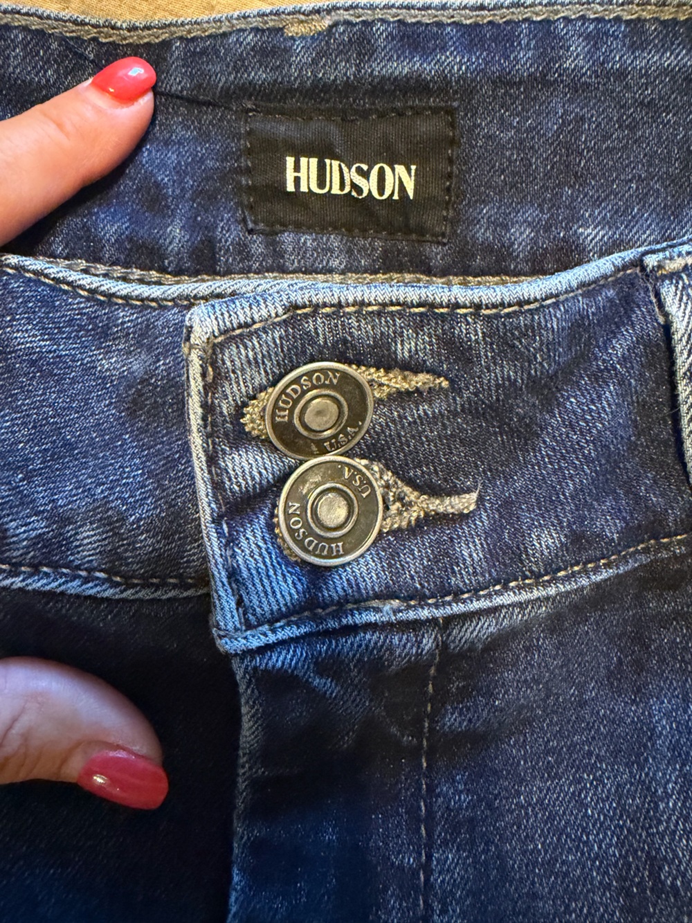 Hudson Jeans Dark Blue Ankle Crop with Branded Buttons